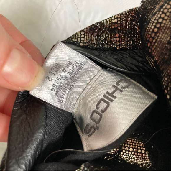 Chico’s genuine Leather reversible jacket metallic & black women’s M, 12 - Picture 5 of 12
